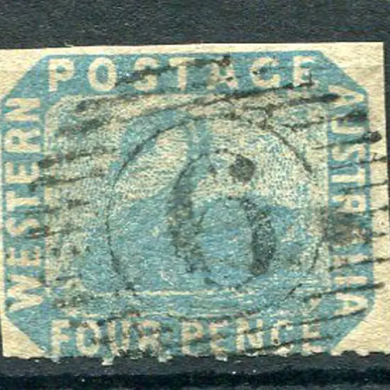 1854 4d blue with top & sides imperf but base ...