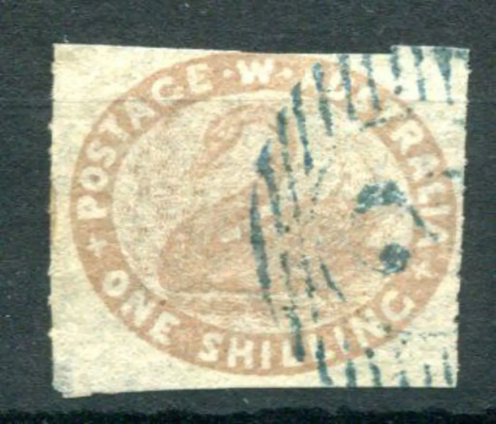 1855 1/- pale brown rouletted on sides only. Fine ... Image 1++