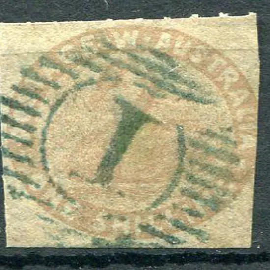 1855 1/- pale brown rouletted top & left otherwise ...