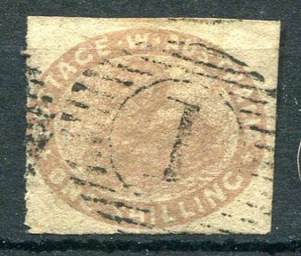 1855 1/- pale brown rouletted along base & at ... Image 1++