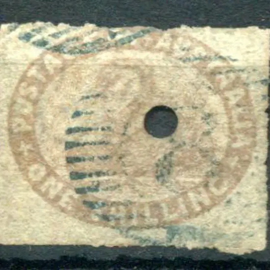 1855 1/- pale brown with roulette or partial ...