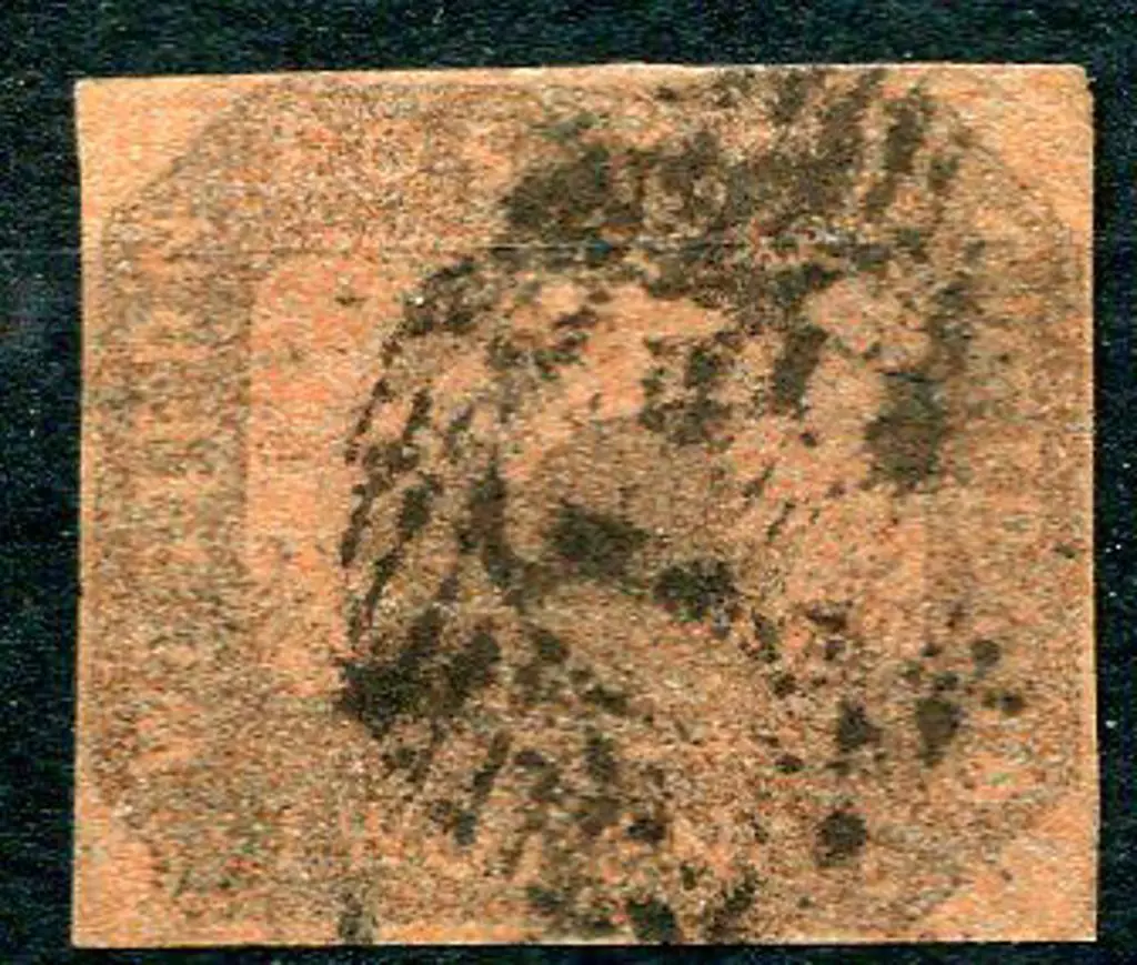 1858 2d brown-black/red with 4 clear even margins. ... Image 1++
