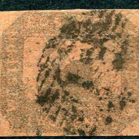 1858 2d brown-black/red with 4 clear even margins. ...