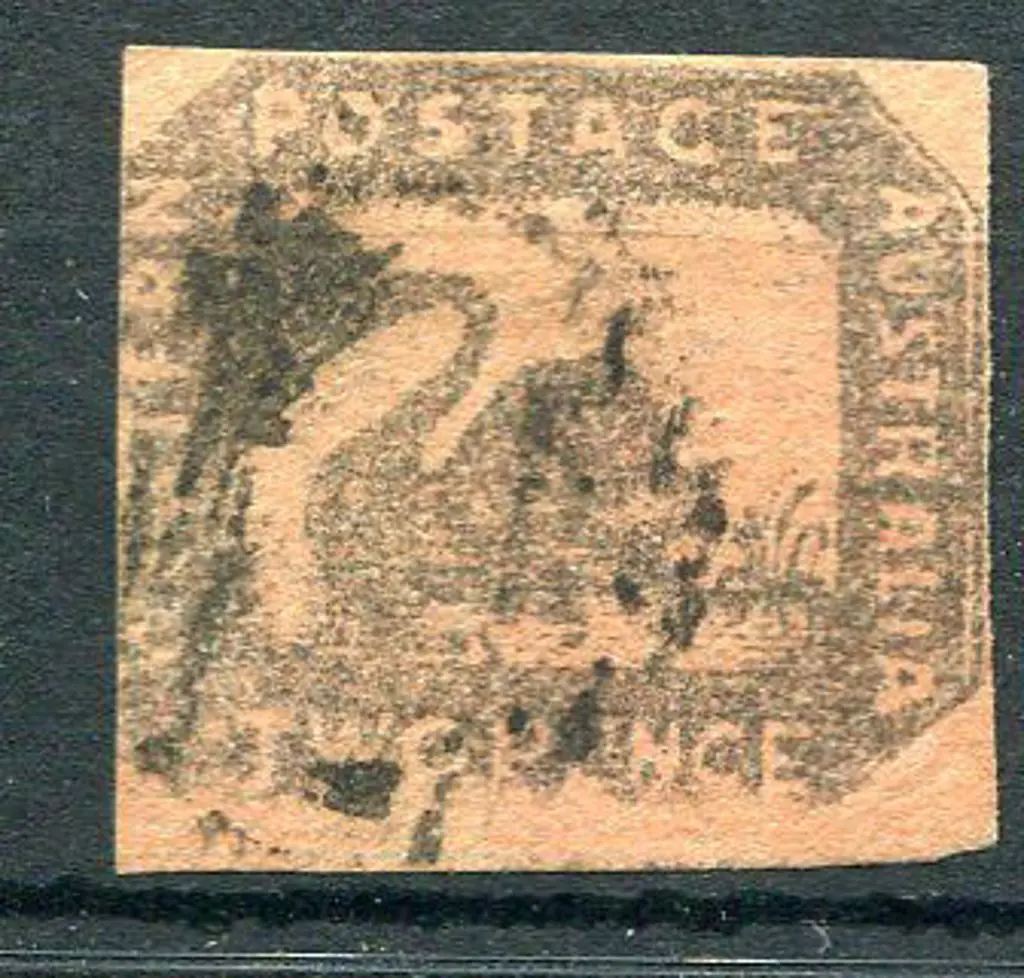 1858 2d brown-black/red with 3 close to touching ... Image 1++