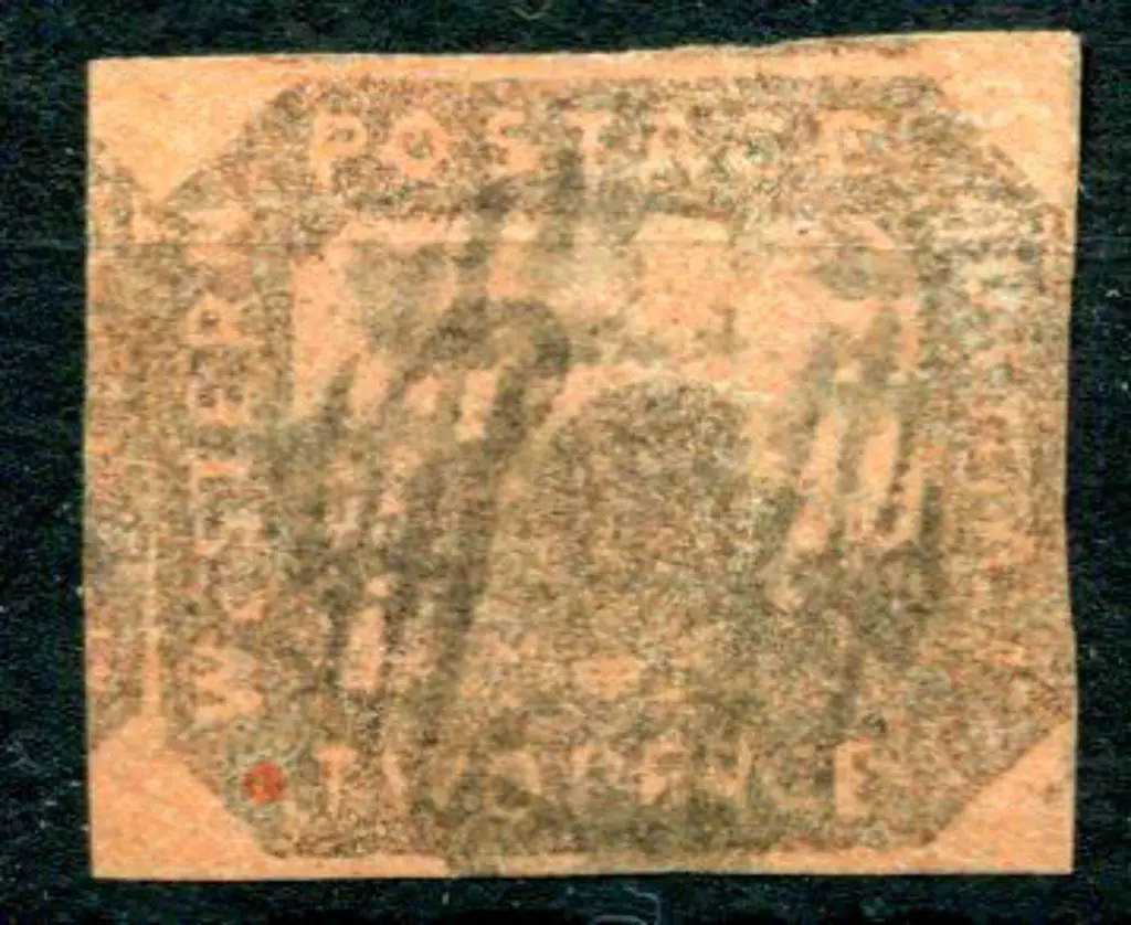 1858 2d brown-black/red printed on both sides. ... Image 1++