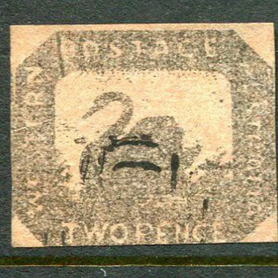 1858 2d brown-black/red & printed on both sides. 3 ...