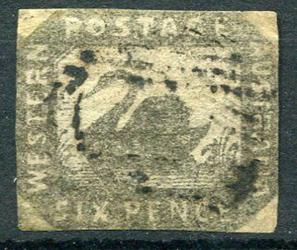 1857 6d golden bronze cut square just touching the ... Image 1++