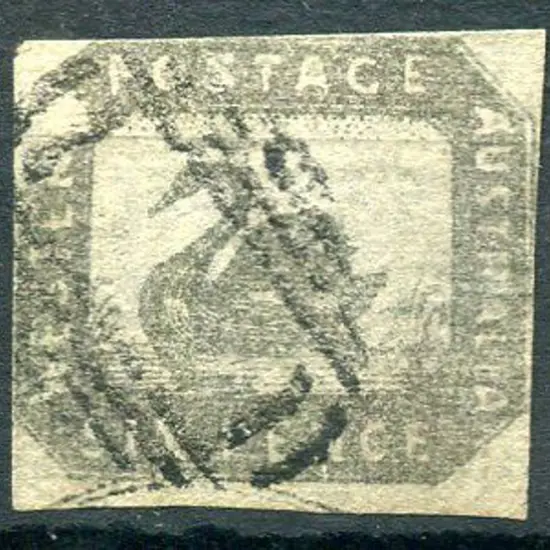 1857 6d black-bronze with large margin at base & ...
