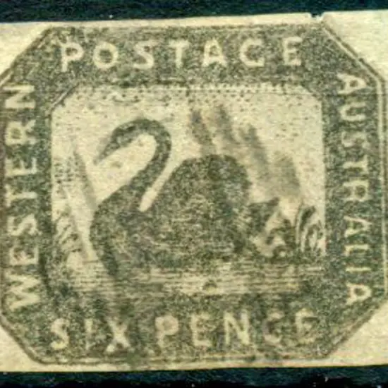 1857 6d black-bronze. Fine used with light barred ...
