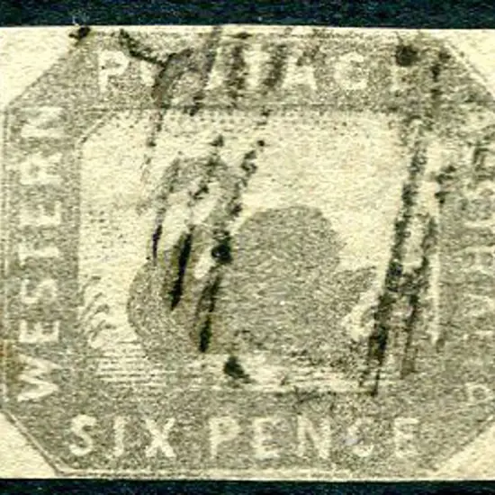 1857 6d black-bronze with 4 clear even margins. ...