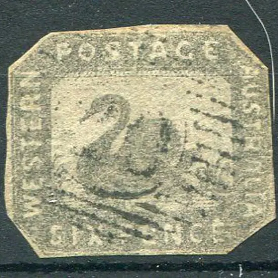 1857 6d grey-black swan. Fine used with light 15 ...