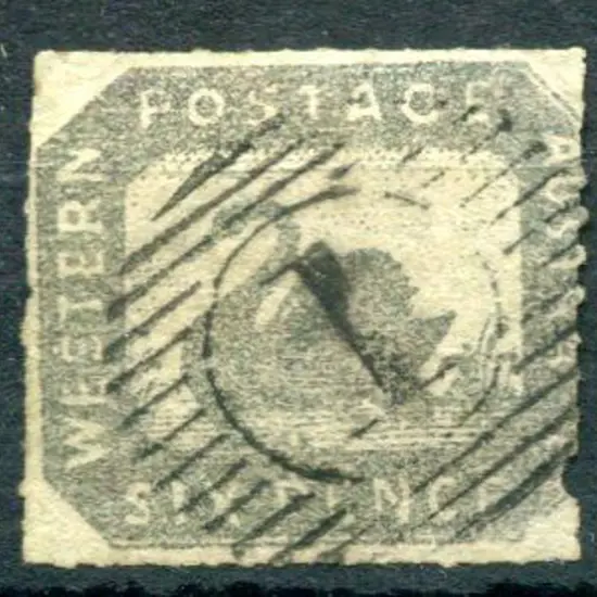 1857 6d grey black, rouletted/pin perforated. Fine ...