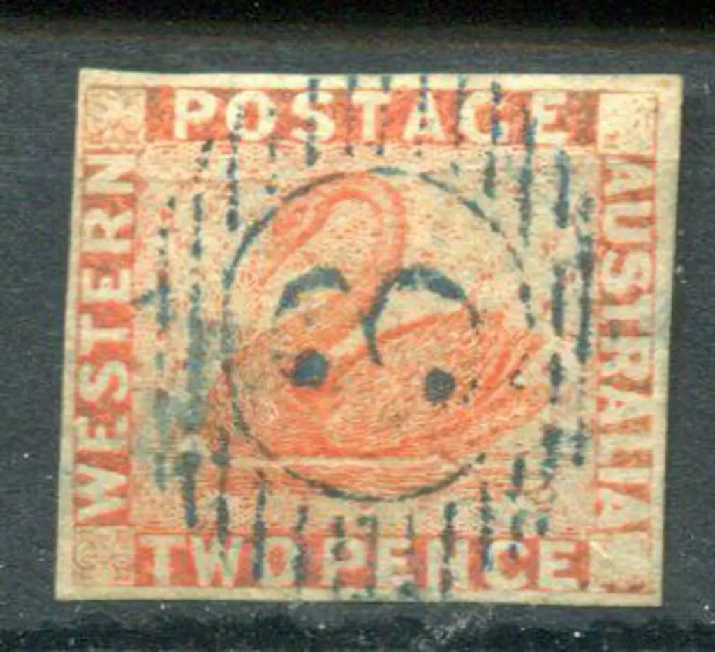 1860 2d orange-vermilion fine used by BN "3" in ... Image 1++