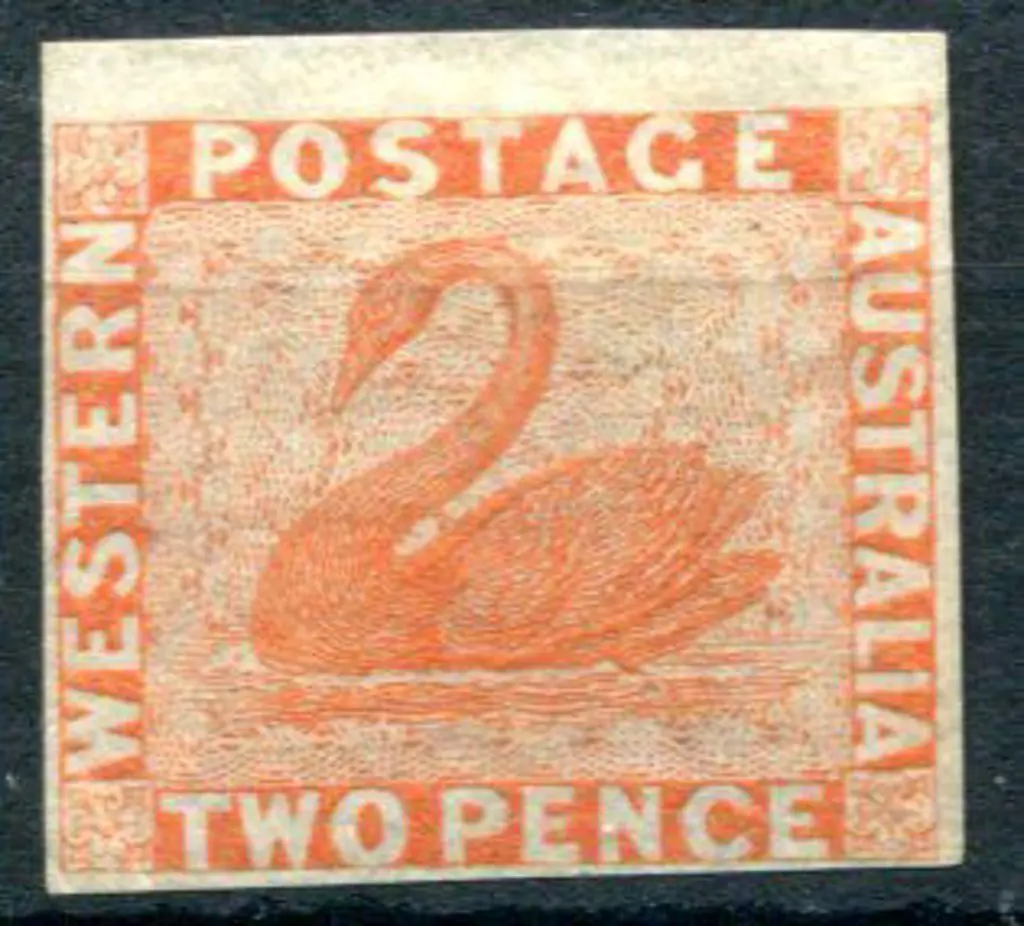 1860 2d orange-vermilion. 3 clear margins & top ... Image 1++