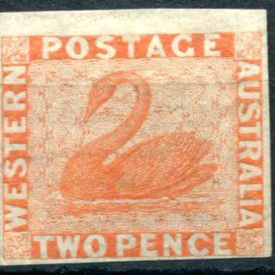 1860 2d orange-vermilion. 3 clear margins & top ...