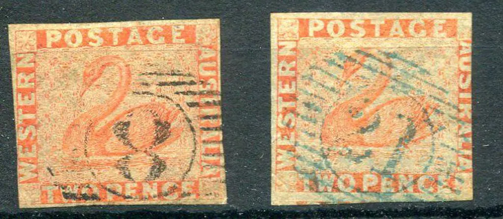 1860 2d orange-vermilion in 2 shades. Both fine ... Image 1++
