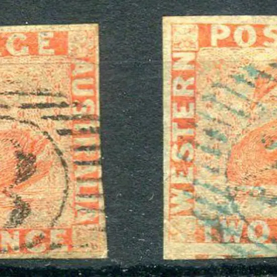 1860 2d orange-vermilion in 2 shades. Both fine ...