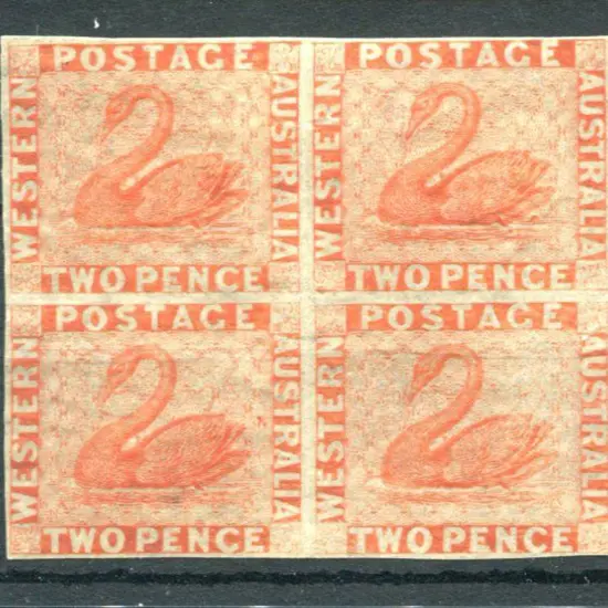 1860 2d orange-vermilion block of 4 with close to ...