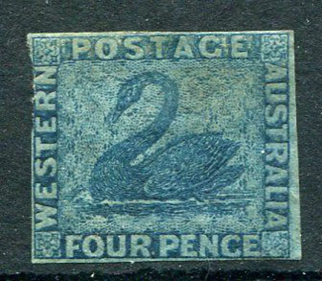1864 4d blue, 3 close margins with just cutting ... Image 1++