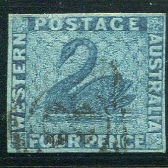 1864 4d blue with sideways wmk. 4 close even ...