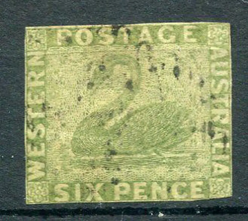 1861 6d sage-green with 4 very close to touching ... Image 1++
