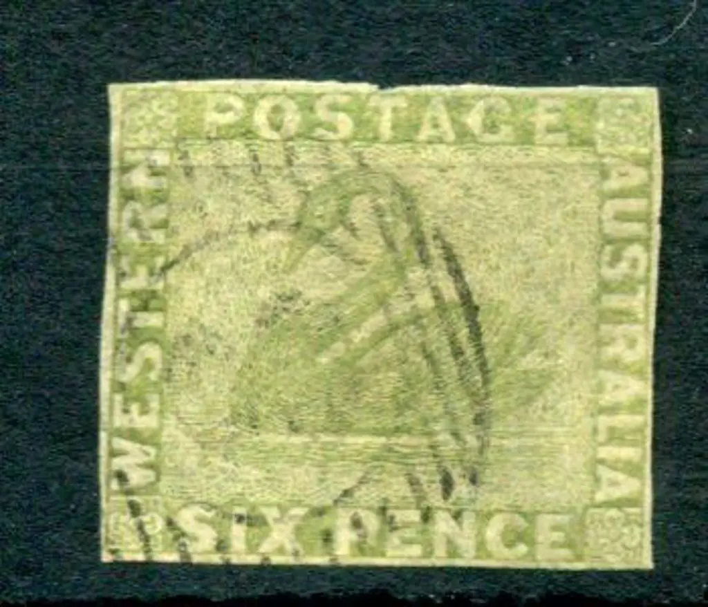1861 6d sage-green with light BN "8" pmk. Margins ... Image 1++