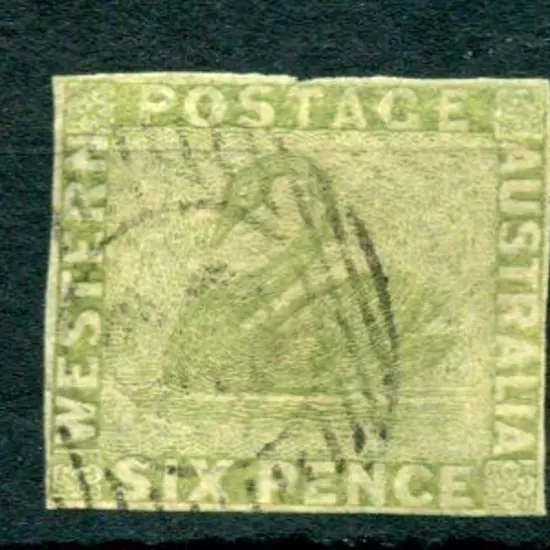1861 6d sage-green with light BN "8" pmk. Margins ...