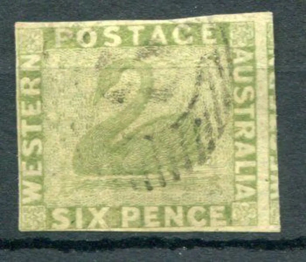 1861 6d sage-green. Slightly cut into bottom right ... Image 1++