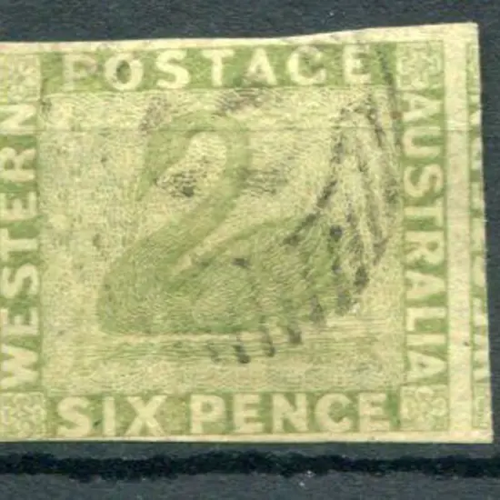 1861 6d sage-green. Slightly cut into bottom right ...