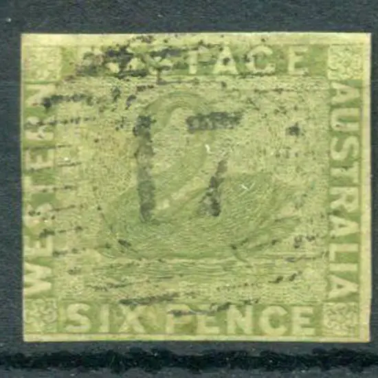 1860 6d deep sage-green used with BN "8" cancel. ...
