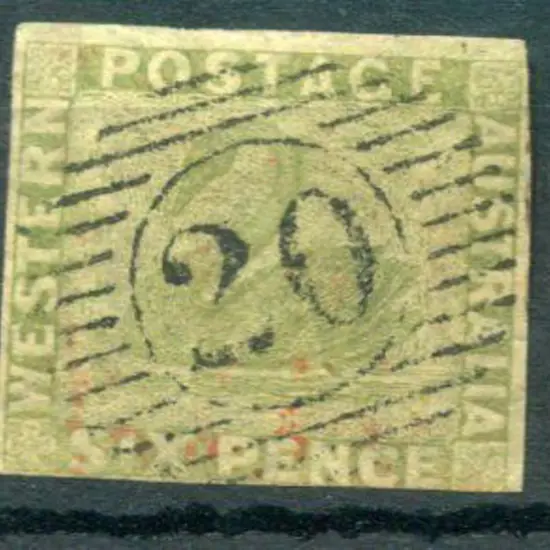 1860 6d deep sage-green. Close to touching ...