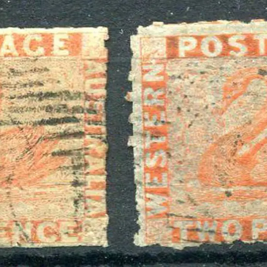 1860 2d pale orange & 2d orange vermilion, both ...