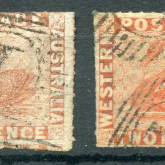 1860 2d pale orange & 2d orange-vermilion with ...
