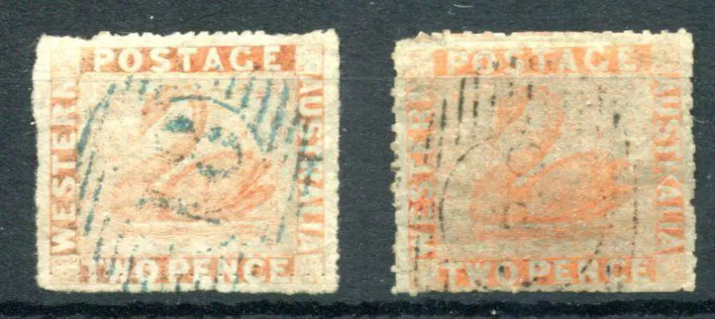 1860 2d pale orange & 2d orange-vermilion. Both ... Image 1++