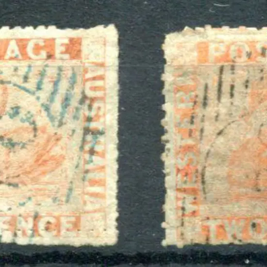 1860 2d pale orange & 2d orange-vermilion. Both ...