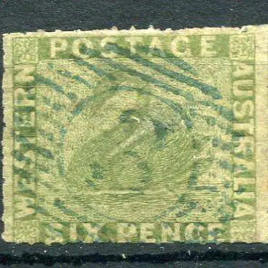 1861 6d sage-green rouletted all 4 sides. Fine ...