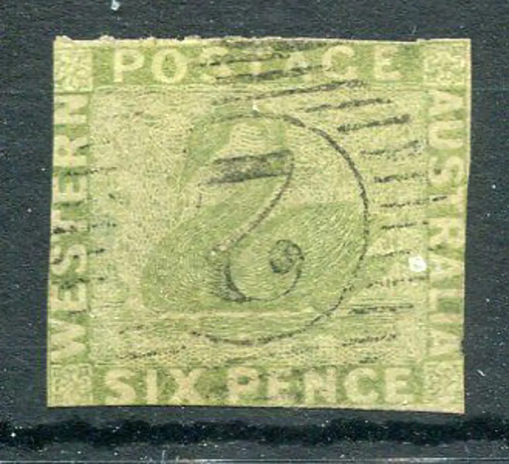 1860 6d sage-green rouletted top margin with ... Image 1++