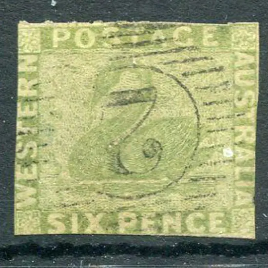 1860 6d sage-green rouletted top margin with ...