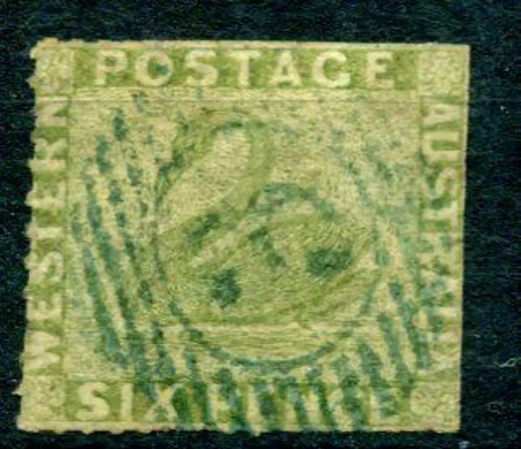 1860 6d sage-green rouletted on 2 sides. Used with ... Image 1++