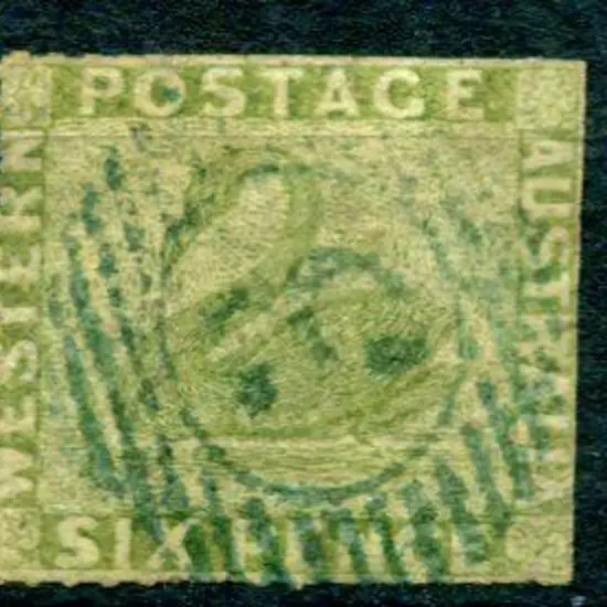 1860 6d sage-green rouletted on 2 sides. Used with ...