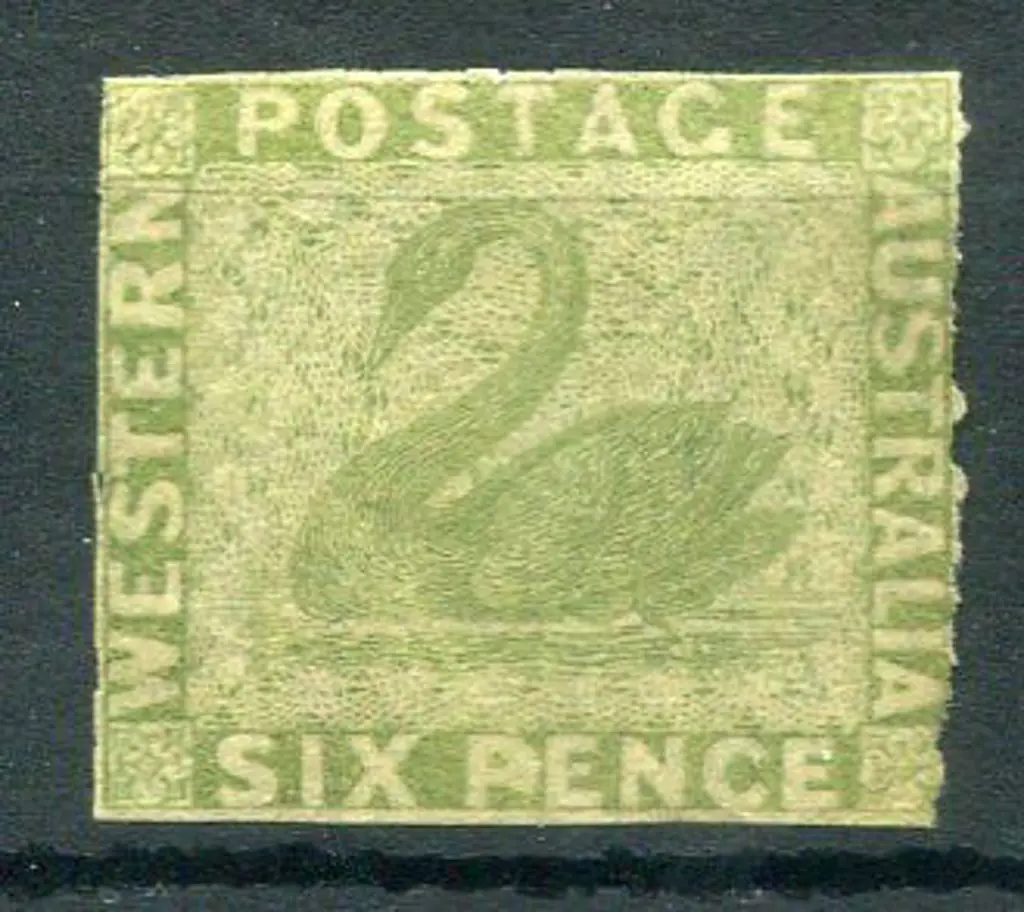 1861 6d sage-green imperf on 3 sides with close ... Image 1++