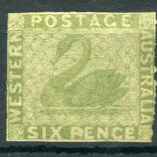 1861 6d sage-green imperf on 3 sides with close ...