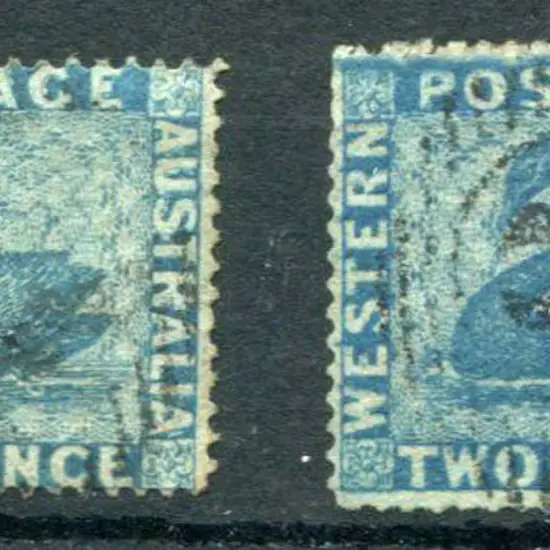 1861 2d blue. Two used examples in different ...