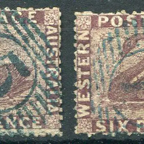 1861 6d purple-brown x 2. Fine used with 15 bar ...