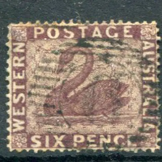 1861 6d purple-brown x 3 with intermediate perf. ...