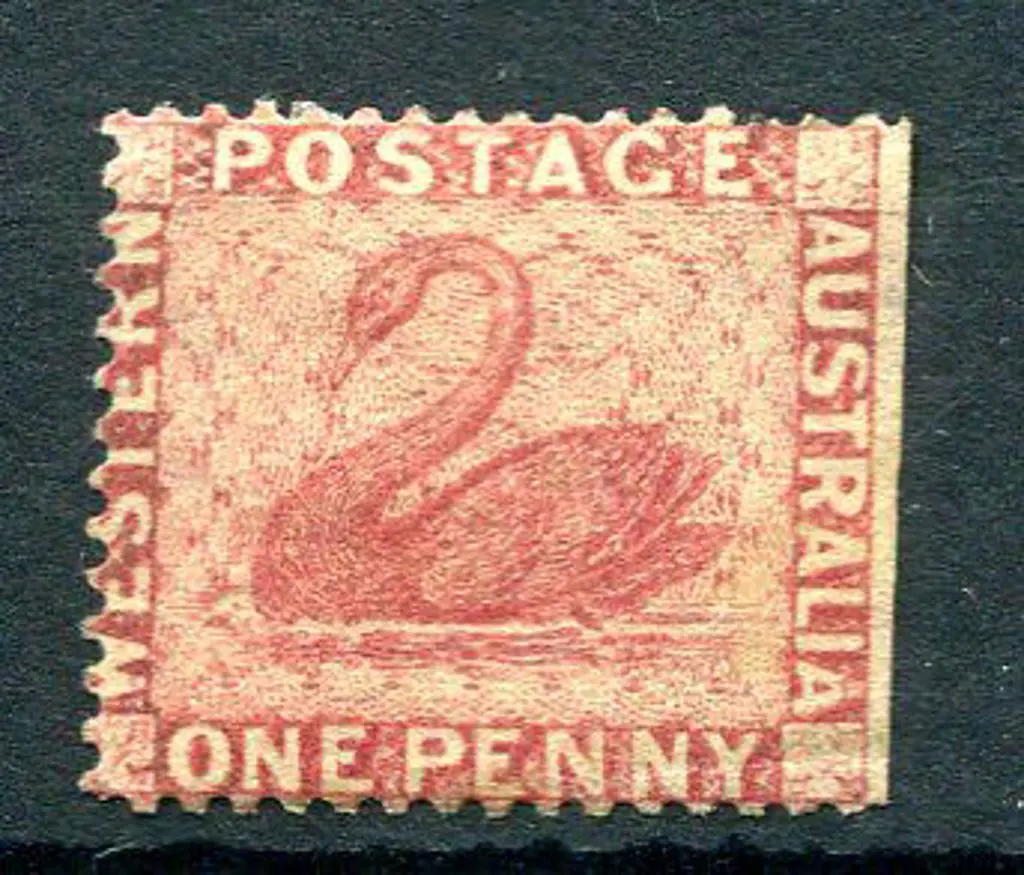 1861 1d rose. MH with part og & straight edge at ... Image 1++
