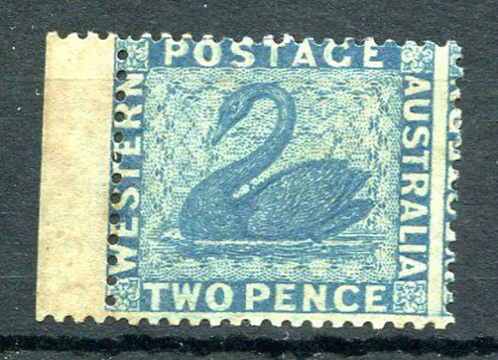 1861 2d blue. Left selvedge example, unused ... Image 1++