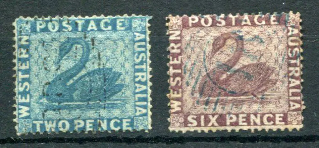 1861 2d blue & 6d purple-brown. F/U. SG 41/42, ... Image 1++