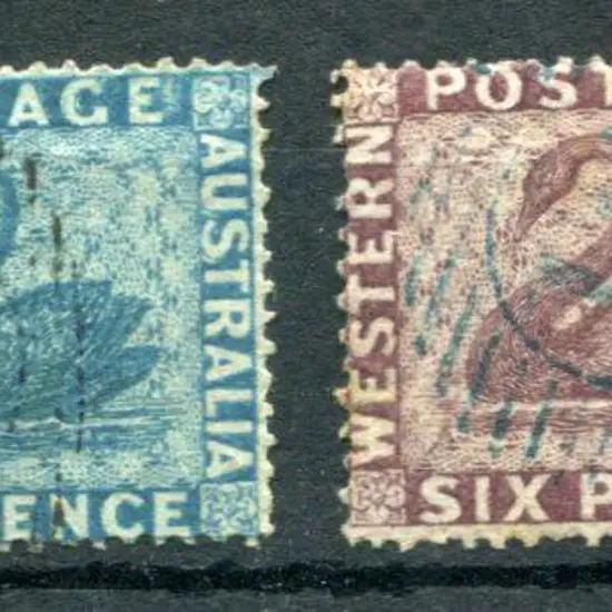 1861 2d blue & 6d purple-brown. F/U. SG 41/42, ...