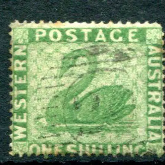 1861 1/- yellow-green with wmk sideways. Fine used ...